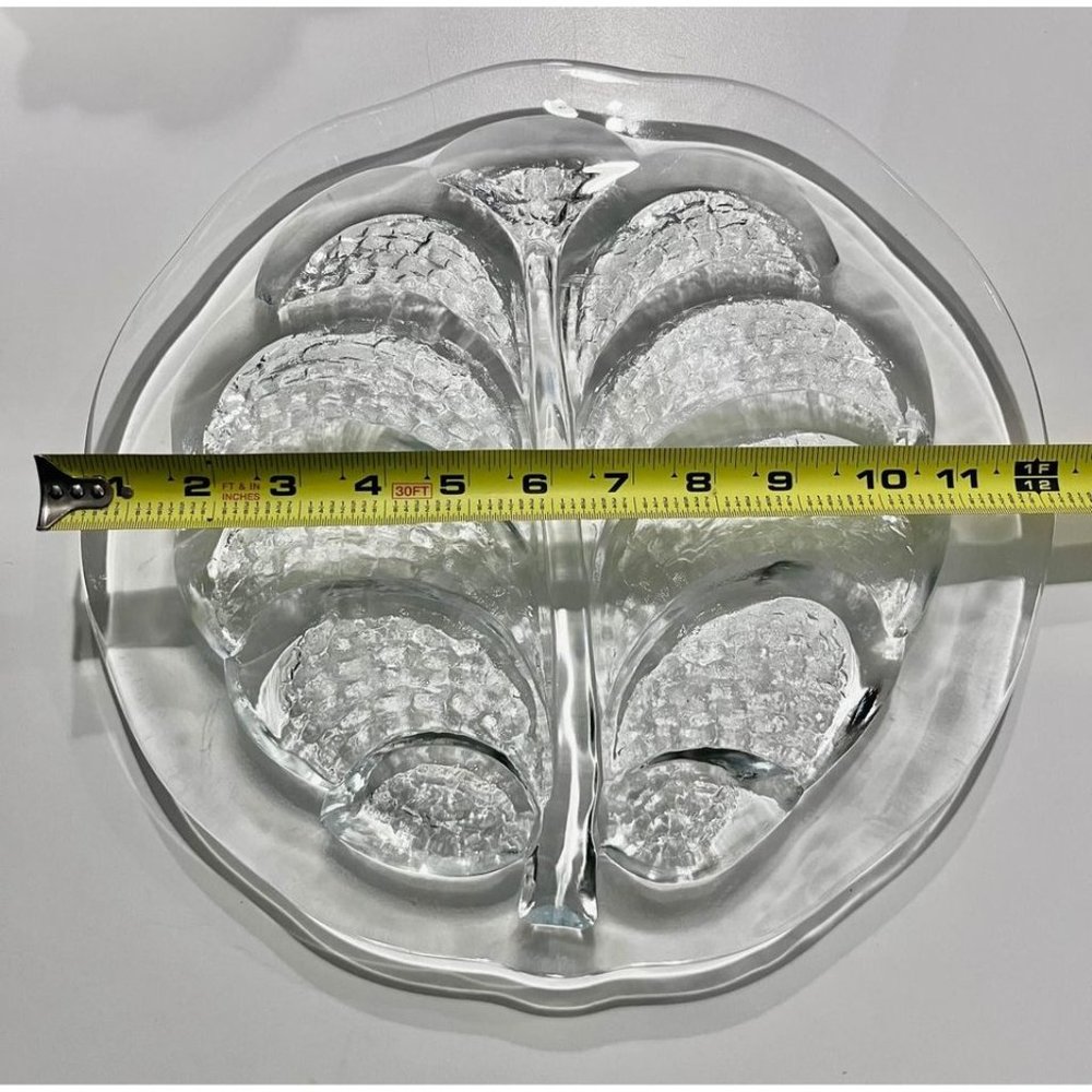 Vintage-MCM Orrefors EDEN Leaf CHEESE PLATE Platter Lars Hellsten, Sweden 1980s - Picture 5 of 5